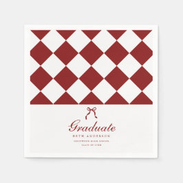 Elegant Script Checkered Coquette Graduation Party Pappersservett