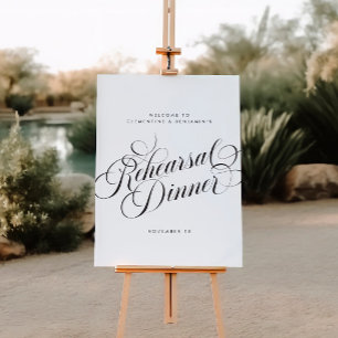 Elegant Script Chic Bröllop Rehearsal Dinner Sign Poster
