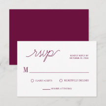 Elegant Script Chic Burgundy Minimal Bröllop