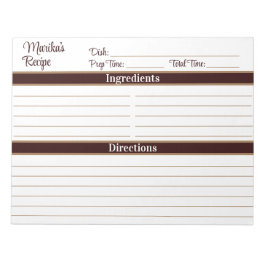 Elegant Script Chocolate Brown 8.5x11 Recipes Anteckningsblock