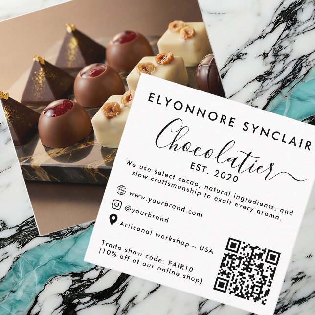Elegant Script Chocolatier Brand Photo QR Code (Skapare uppladdad)