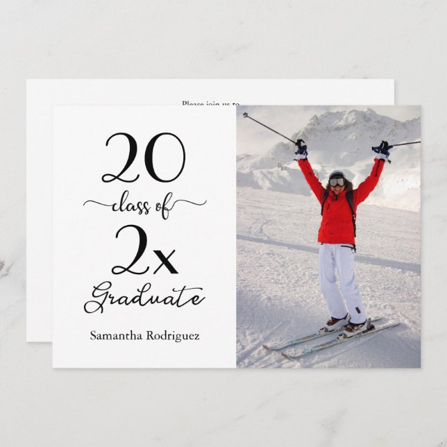 Elegant Script Class of Photo Studentfest Inbjudningar (Fram/baksida)