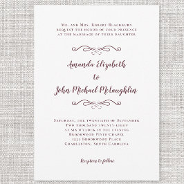 Elegant Script Classic Bröllop Burgundy White-Chic Inbjudningar