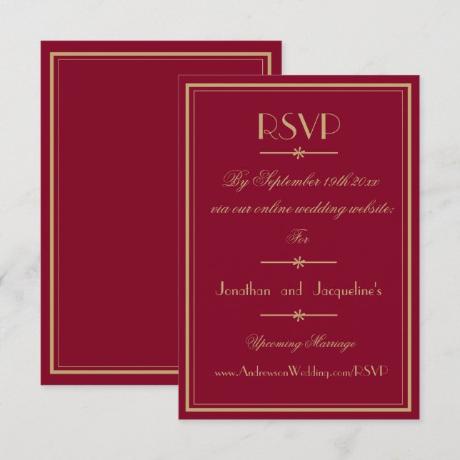 Elegant Script Classic Chic Burgundy Bröllop OSA Kort (Fram/baksida)