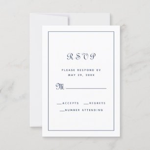 Elegant Script Classic Navy Blue Bröllop Enclosure OSA Kort
