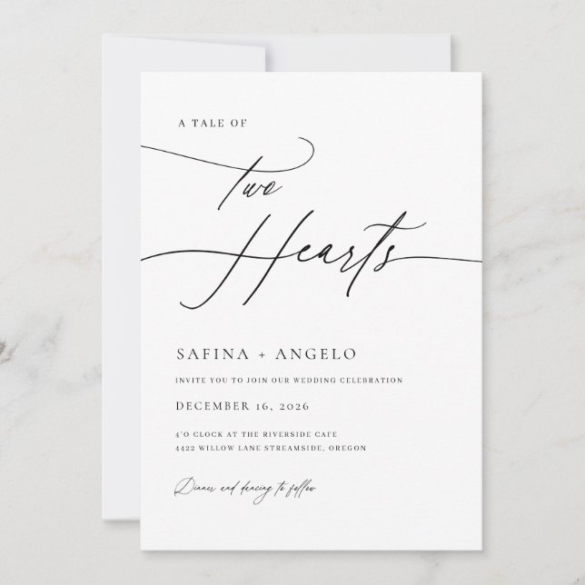 Elegant Script Classic QR-kod - allt i ett Bröllop Inbjudningar (Framsida)