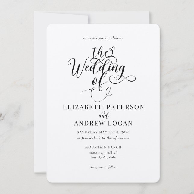 Elegant Script Classic Wedding-inbjudningar Inbjudningar (Framsida)