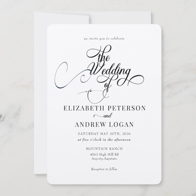 Elegant Script Classic Wedding-inbjudningar Inbjudningar (Framsida)