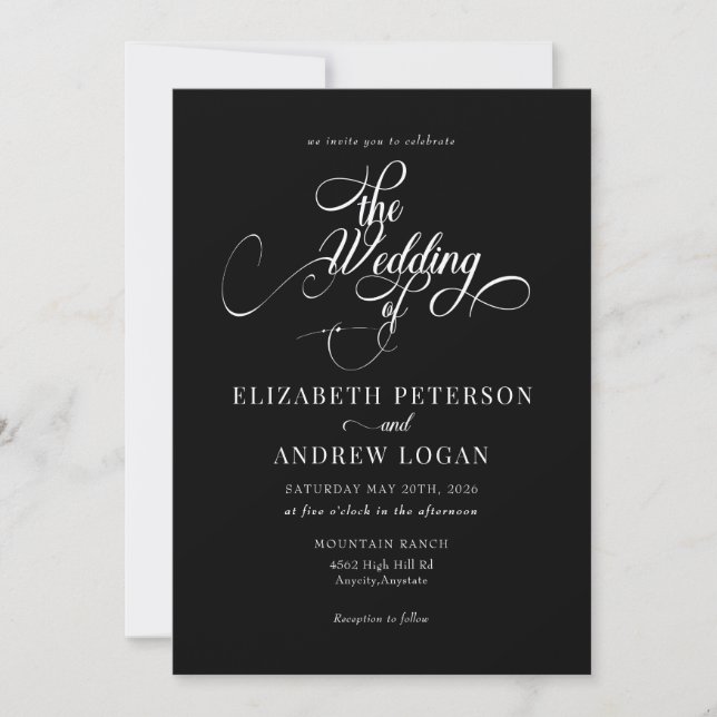 Elegant Script Classic Wedding-inbjudningar Inbjudningar (Framsida)
