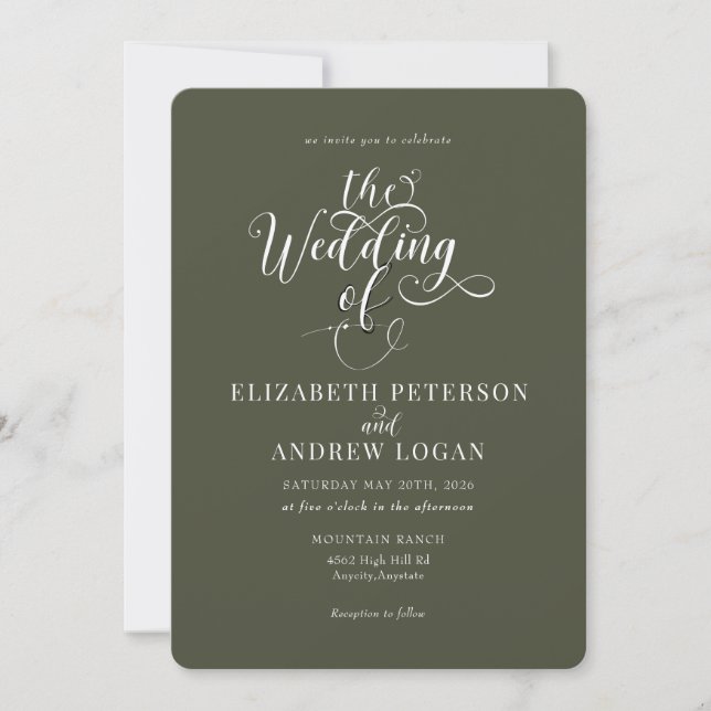 Elegant Script Classic Wedding-inbjudningar Inbjudningar (Framsida)