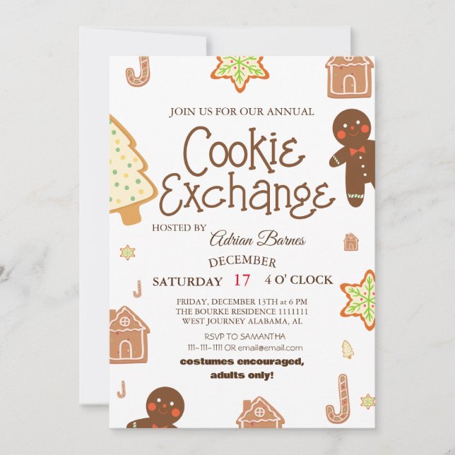 Elegant Script Cookie Exchange Julfest Invitation Inbjudningar (Framsida)