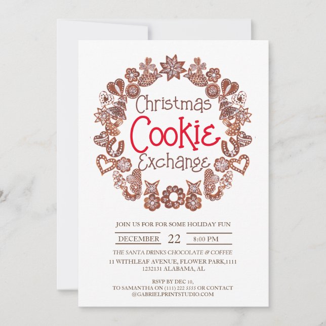 Elegant Script-cookie Exchange Party Inbjudningar (Framsida)