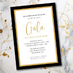 Elegant Script Corporate Gala Fundraiser Inbjudningar<br><div class="desc">Den här eleganten med Gala Auction- och Fundraiser-inbjudan har en sofistikerad design som innehåller skript och en svart och guld gräns.</div>