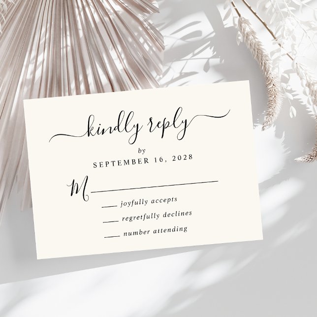 Elegant Script Cream Bröllop OSA Kort (Skapare uppladdad)