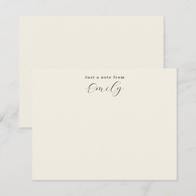 Elegant Script Cream Personlig Platt Anteckningskort (Fram/baksida)