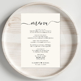 Elegant Script Cream Wedding Reception Meny