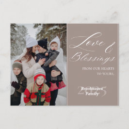 Elegant Script Custom Family Name Year 1 Photo Helg Vykort