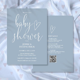 Elegant Script Dammig Blå Allt-i-allt-Babyfest Inbjudningar