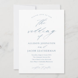 Elegant Script Dammig Blå Bröllop Inbjudningar