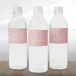 Elegant Script Dammros Baby Sprinkle Shower Vattenflaskor Etikett