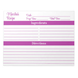 Elegant Script Dark Pink 8.5x11 Recipes Anteckningsblock