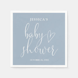 Elegant Script Dusty Blue Baby Shower Pappersservett