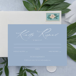 Elegant Script Dusty Blue Bröllop Simple OSA Kort