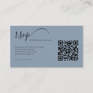 Elegant Script Dusty Blue OSA QR-kod Bröllop Tilläggskort