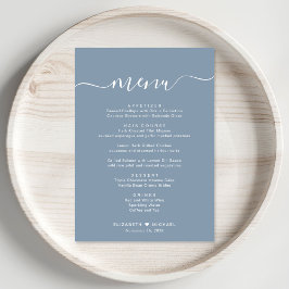 Elegant Script Dusty Blue Wedding Reception Meny