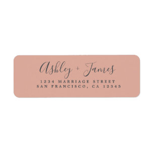 Elegant Script Dusty Rosa Bröllop Returadress Etikett