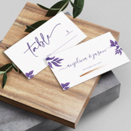 Elegant Script Emerald Lila Eucalyptus Bröllop Placeringskort