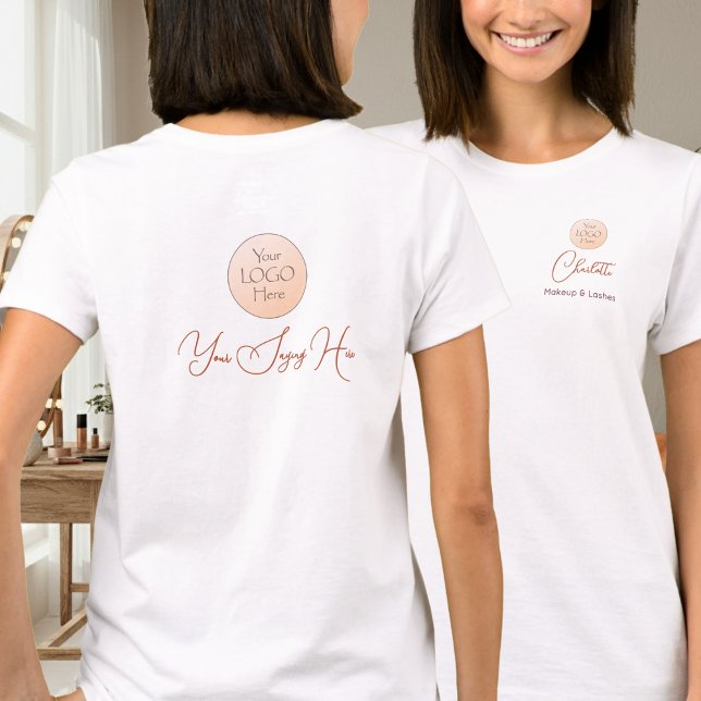 Elegant Script Employee Name Business Logo Makeup T Shirt (Skapare uppladdad)