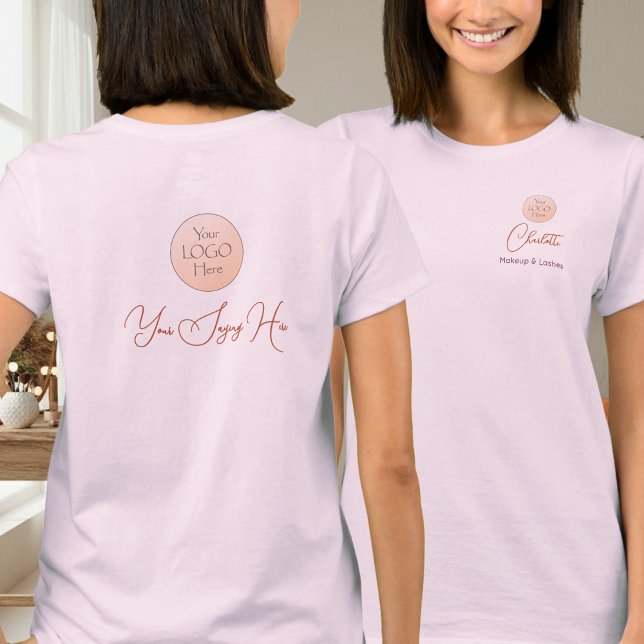 Elegant Script Employee Name Business Logo Makeup T Shirt (Skapare uppladdad)
