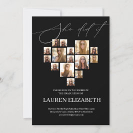Elegant script enkel 15-foto Collage-examen Inbjudningar
