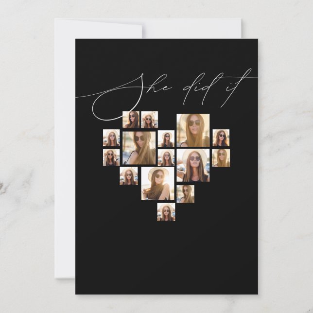 Elegant script enkel 15-foto Collage-examen Inbjudningar (Baksida)