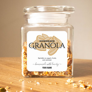 Elegant Script-etikett för homemade granola Fyrkantigt Klistermärke