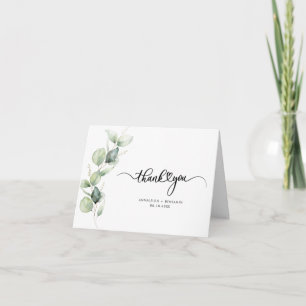 Elegant Script Eucalyptus Bröllop Tack Kort