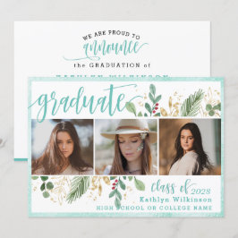 Elegant Script Eucalyptus Greenery 3 Photo Grad Meddelande