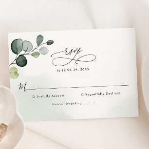 Elegant Script Eucalyptus Greenery Bröllop OSA Kort