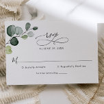 Elegant Script Eucalyptus Greenery Bröllop OSA Kort<br><div class="desc">Det här OSA kort är designat att samordna med vår samling i Botanical Grey bröllop och har vattenfärgsgrey eucalyptus gren. Det har ett svidande kalligrafiskt skript med grafisk text parad med ett klassserif och modernt sans-teckensnitt i svart.</div>