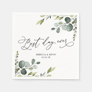 Elegant Script Eucalyptus Greenery Bröllop Papper Pappersservett