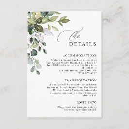 Elegant Script Eukalyptus Grönska Bröllopsdetaljer Tilläggskort