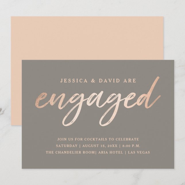 Elegant Script Fals Folie Förlovning Inbjudningar (Fram/baksida)