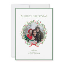Elegant Script Familjefoto Krans God Jul
