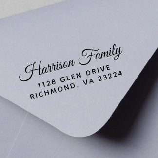 Elegant Script Familjenamn Returadress Självbläcka Självfärgande Stämpel