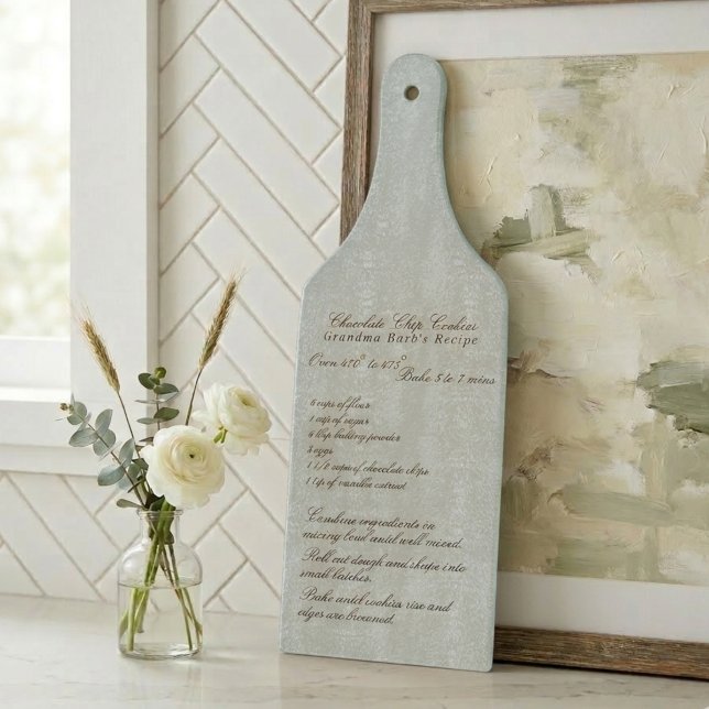 Elegant Script Familjerecept Blå (Elegant Script Family Recipe Blue Cutting Board)