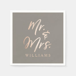Elegant Script Faux Foil Mr. Och Mrs. Pappersservett