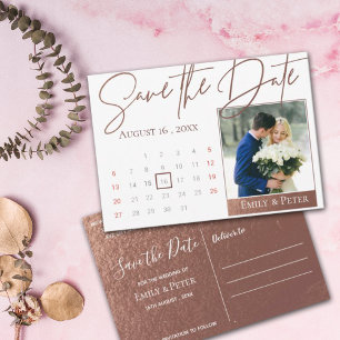 Elegant Script Faux Ro Guld Bröllop Photo Spara Datumet