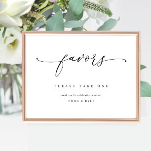 Elegant Script Favors Bröllop Bord-tecken Poster