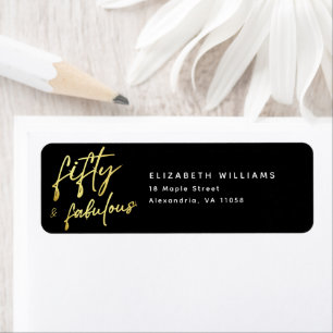 Elegant Script femtio- och Fabulous Birthday-etike Returadress Etikett